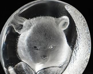 Mats Jonasson baby panda glass sculpture