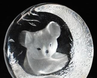 Mats Jonasson baby panda glass sculpture