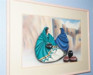 Native American woman with pottery by Yellowman 1990