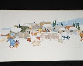 Winter village watercolor by R. Munoz #72/750