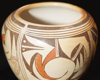 Vintage polychrome pottery vessel-Rosetta Huma
