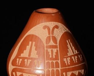 Jemez butterfly pottery vase by A. Yepa