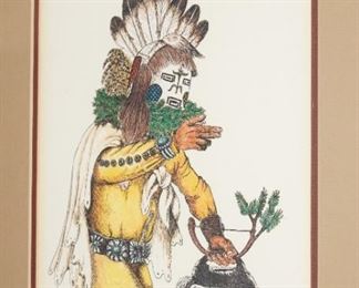 Set of 4 Kachina wall etchings #62/400 by Lowell Talashoma