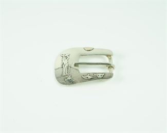 Etched sterling belt buckle