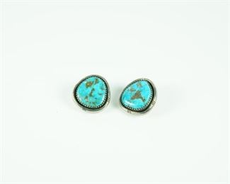 WJ Johnson Navajo sterling with turquoise clip on earrings