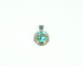 Navajo Kingman turquoise & silver pendant