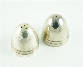 Mid Century domed silver salt & pepper shakers