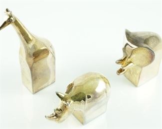 Dansk silverplated giraffe, rhino and elephant paperweights-super cool!