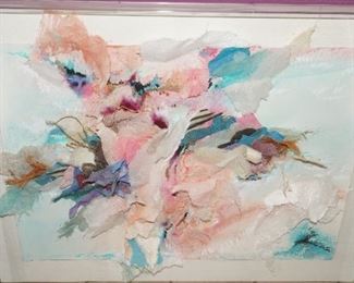 Mixed media paper sculpture in lucite shadowbox by Sherry Andrens- there are two sculptures.