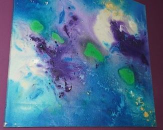 Large abstract oil on canvas-no apparent signature.  This measures about 5ft square.