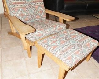 Vintage Hans J Wegner chair with ottoman