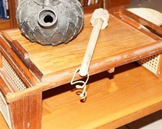 Teak & rattan TV tray