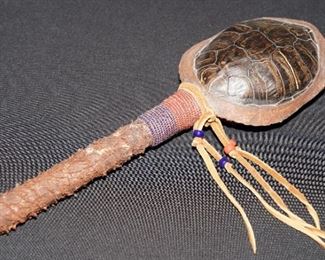 Vintage Navajo ceremonial turtle shell rattle