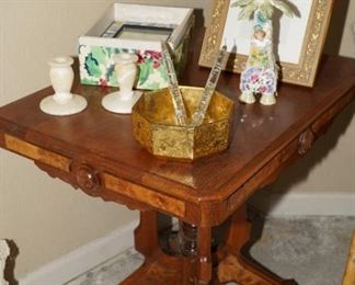 Inlaid two tone vintage accent table