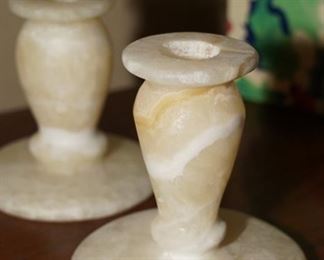 Alabaster candle holders-set of 2