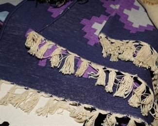 Large lavender & cobalt woven floor rug