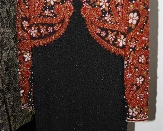 Lillie Rubin red & black beaded pearlized dress