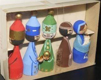 Vintage wood nativity set