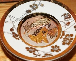 Eternal Wishes of Good Fortune Chokin plate set-we have all 12