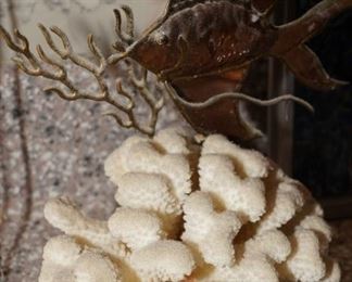 Mid century brass fish on coral