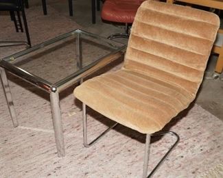 Vintage gold channeled velvet chair