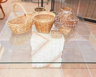 Vintage Artedi glass & marble coffee table