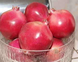 Finland Littala glass bowl with faux pomegranates