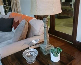 pair of lamps and end tables