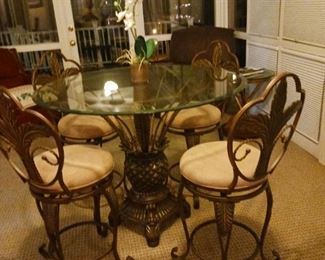 beautiful breakfast table and chair set with glass top