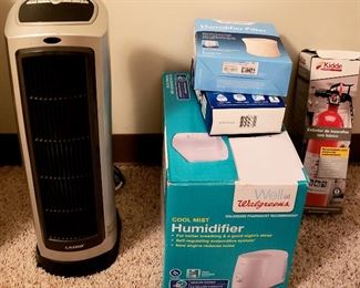 Lasco heater, humidifier, filters & fire extinguisher 