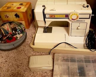 Domestic portable sewing machine & sewing supplies