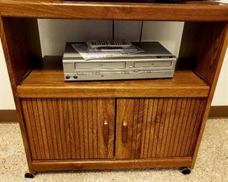 Rolling cabinet & Emerson VCR/video player