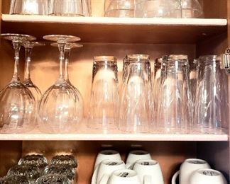 Sets of glasses, wine glasses, sherbets & cups