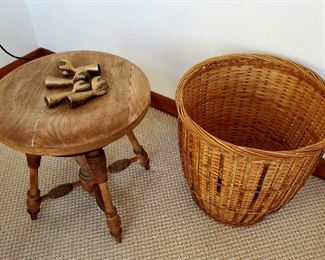Ready to refinish claw & ball piano stool & large basket