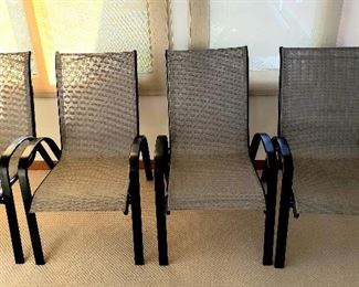 Set of four stackable patio chairs