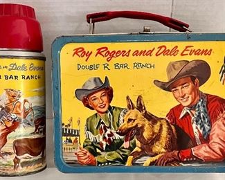 VINTAGE ROY ROGERS AND DALE EVANS LUNCH BOX WITH THERMOS - NICE ORIGINAL CONDITION 
