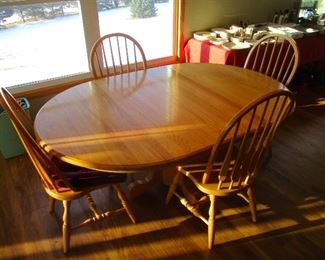 OAK TABLE AND CHAIRS