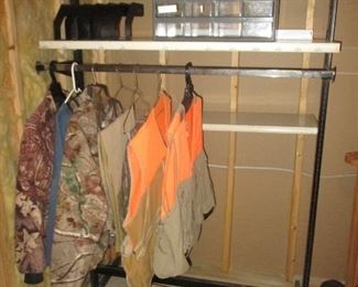 HUNTING CLOTHES AND CLOTHES RACK