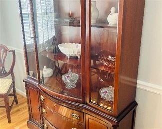 Vintage Bassett curved front china cabinet