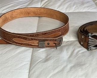 Western Belts With Turquoise & Sterling Silver Belt Buckles