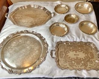 Silver Plated Platters and Bowls