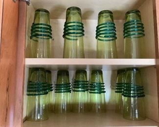  Vintage Green Glassware
