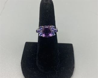 Amethyst and Tanzanite Sterling Silver Ring