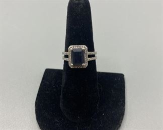 Diamond and Sapphire Sterling Silver Ring