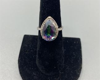 Mystic Quartz Stone Sterling Silver Ring