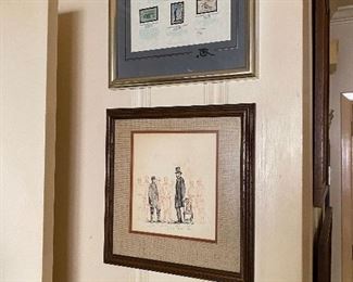 Civil War stamps, Lincoln etching, Appomattox Courthouse.