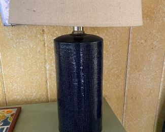 Blue art pottery lamp.