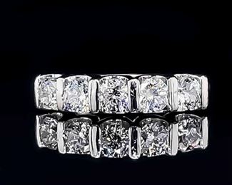 1.90ctw. 5-Stone Diamond Ring w/ "Rare Octagonal Cut Diamonds" in 14k White Gold Band