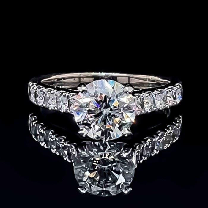 Designer SHANE CO. 2.55ctw Diamond Solitaire Pave Criss-Cross Love Hugs Engagement Ring in 14k White Gold