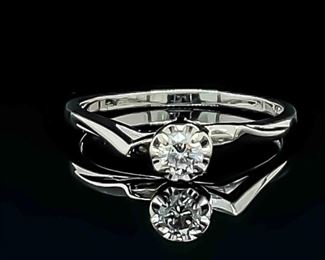 Beautiful Diamond Round Solitaire Miracle Illusion Ring in 14k White Gold